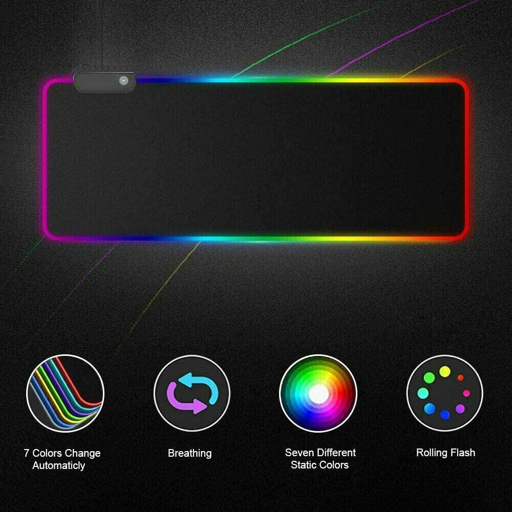 RGB Gaming Mouse Pad – Extra Large Non-Slip Desk Mat with LED Lighting (800x300mm)