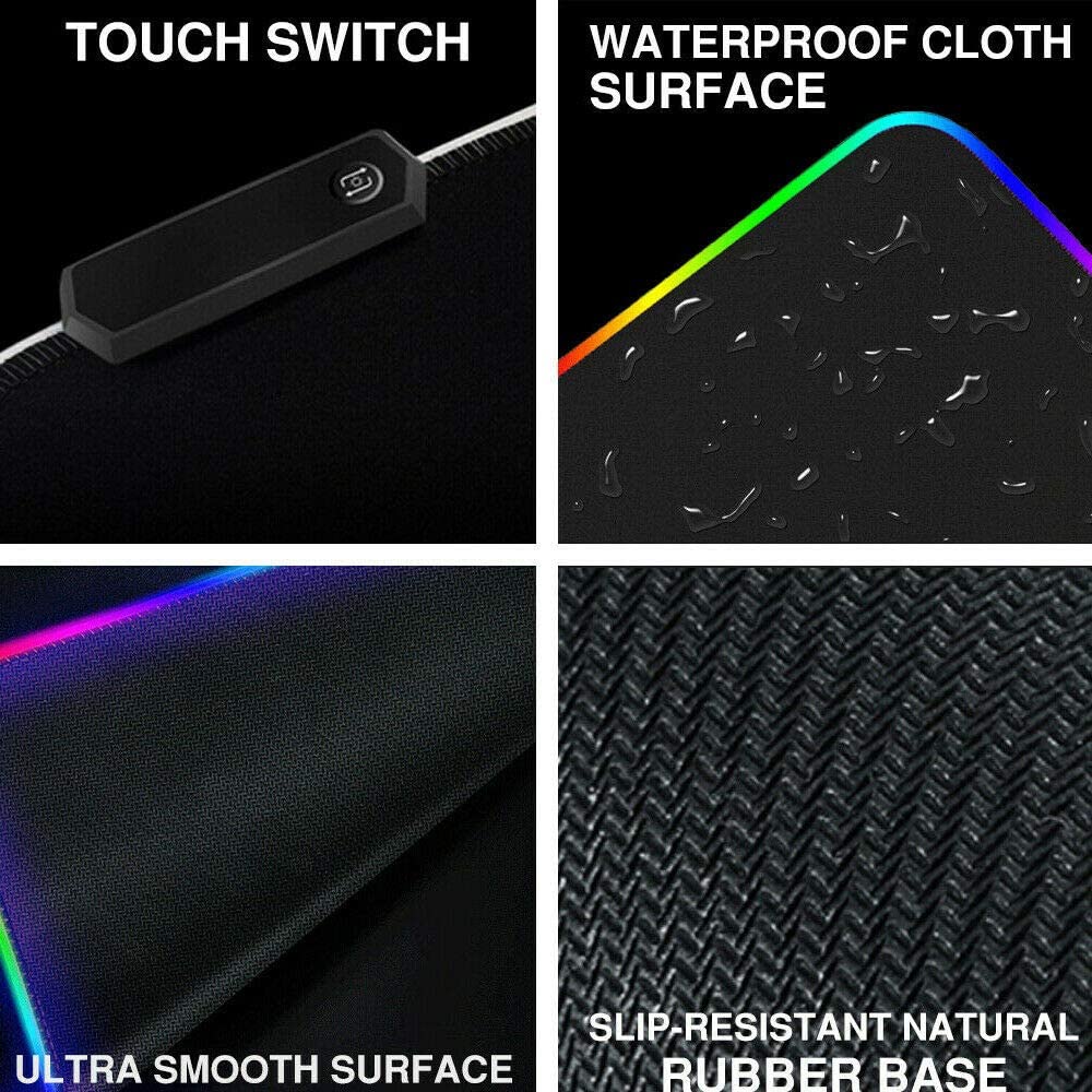 RGB Gaming Mouse Pad – Extra Large Non-Slip Desk Mat with LED Lighting (800x300mm)
