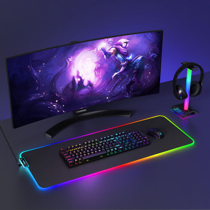 RGB Gaming Mouse Pad – Extra Large Non-Slip Desk Mat with LED Lighting (800x300mm)